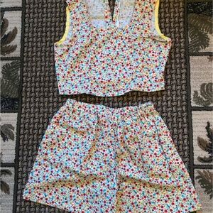 Handmade Floral Women's Shorts top Set